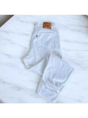 Levis Y2K 550 Relaxed Fit Tapered Leg White Jeans Size 16 Made In USA '00s